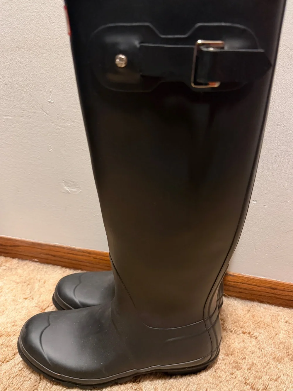 Hunter Black Wellington Boots with Silver Buckle